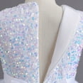 thumbnail image 6 of Miluxas Girls Sequin Dress Kids Girls Wedding Pageant Long Tail Dresses Lace Party Grown with Bow-Knot White 14-15Years, 6 of 7