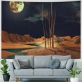 thumbnail image 4 of Chilfamy Mountain Tapestry Moon Tapestry Desert Cactus Tapestry Starry Night Nature Landscape Tapestry Wall Hanging for Room Painting, 4 of 6