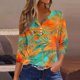 thumbnail image 2 of Blusas para las Mujeres Casual Impreso 3/4 Mangas Cuello en V Botón de Ocio Top Blusa Tops para las Mujeres, 2 of 7