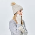thumbnail image 6 of Women's Winter Knit Ski Hat with and Gloves Set Soft Thick Warm Baseball Cap for Cold Weather, 6 of 6