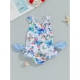 thumbnail image 2 of Suealasg Toddler Girls One Piece Swimsuit 1T 2T 3T Baby Girl Sleeveless Floral Print Romper Swimwear Infant Girls Summer Bathing Suit Beachwear, 2 of 7