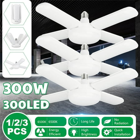 300w 300 Led E27 6500k Deformable Ceiling Garage Lights With 4