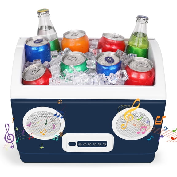 Insulated Cooler, Portable Bluetooth Speaker Cooler, 2.64 gal