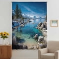 thumbnail image 3 of Nature Forest Sheer Curtains 45 Inches Long, Blue Sky Mountain Stone Lake Landscape Light Filering Curtains, Breathable Simi Curtain Privacy Drapes for Kitchen Bathroom Small Window Treatment, 3 of 9