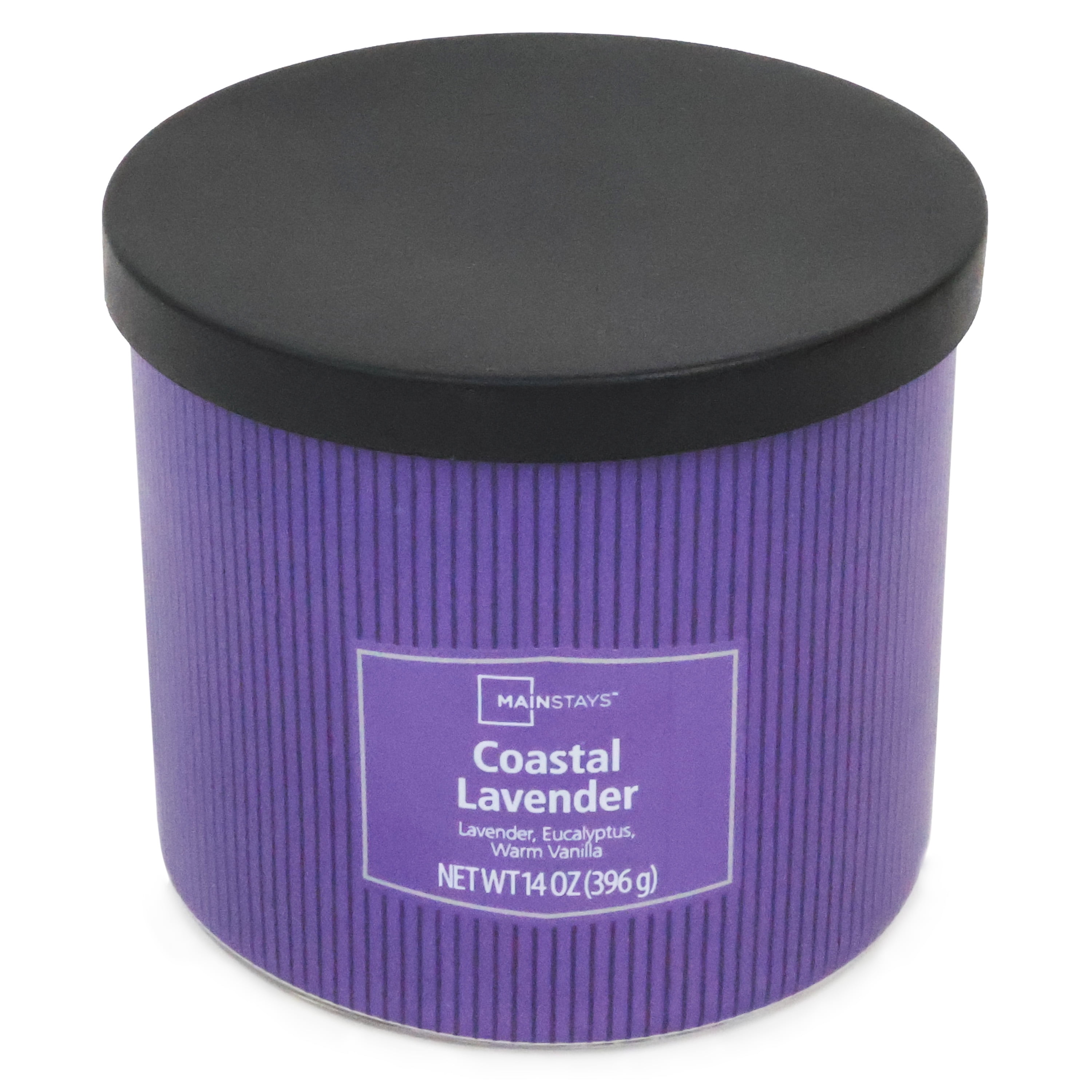 Mainstays Coastal Lavender 3-Wick Decorative Wrap Candle, 14 oz