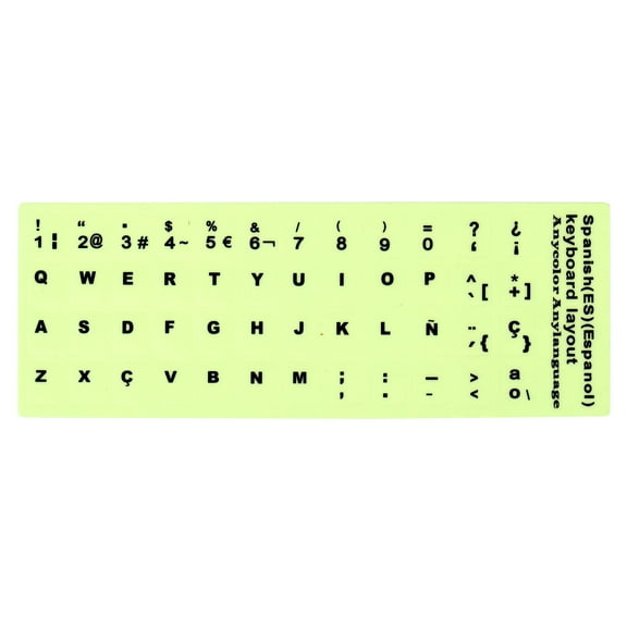 Uxcell Spanish Keyboard Stickers Glow in the Dark Luminous Keyboard Replacement Cover, Black Lettering