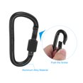 thumbnail image 4 of Uxcell 4 Pack Locking Hook 3" Aluminum D Ring Shape Clip Screw Gate Lock Quick Link for Keychain Outdoor Camping Hiking Black, 4 of 7