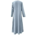 thumbnail image 4 of Maxi Linen Dresses for Women 2024 Beach Flowy Long Dress Short Sleeve A-Line T-Shirt Long Dress Casual Pockets, 4 of 5