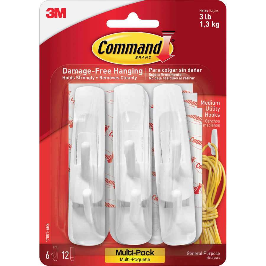 Command Strips 17001 Mittlere Haken – Selbstklebend, Rückstandslos Entfernbar, Für Glatte Oberflächen