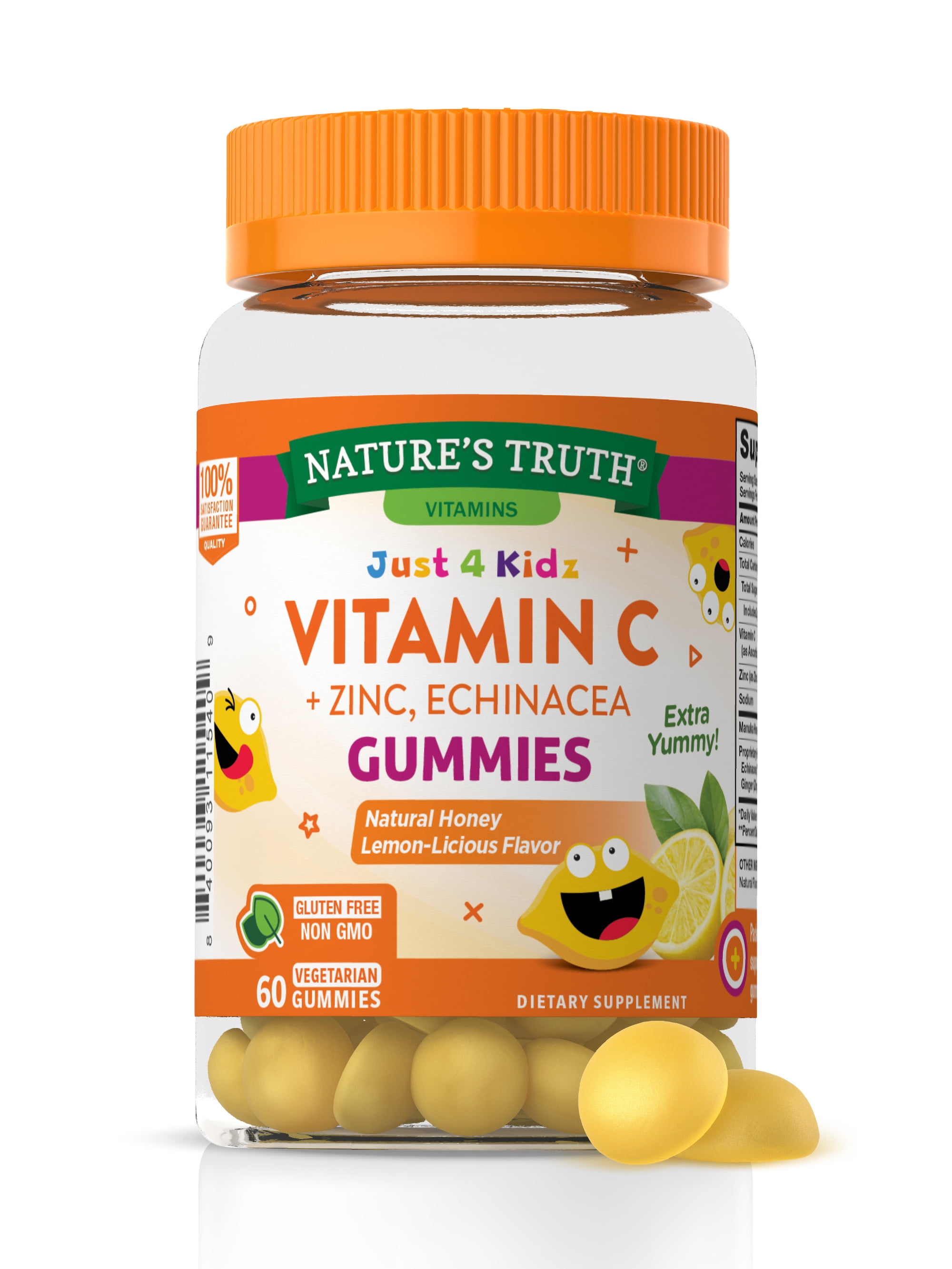 Vitamin C Gummies for Kids | With Zinc & Echinacea | 60 Count | Vegetarian, Non-GMO & Gluten Free | by Natures Truth