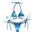 thumbnail image 1 of FhsagQ Swimsuit Sets for Women Crotchless Panties Ladies Straps Gradient Printed Bikini Swimsuit Sets for Women Plus Size Blue with Matching Robe Fishnet Swimsuit Sets for Women Sets Blue S, 1 of 9