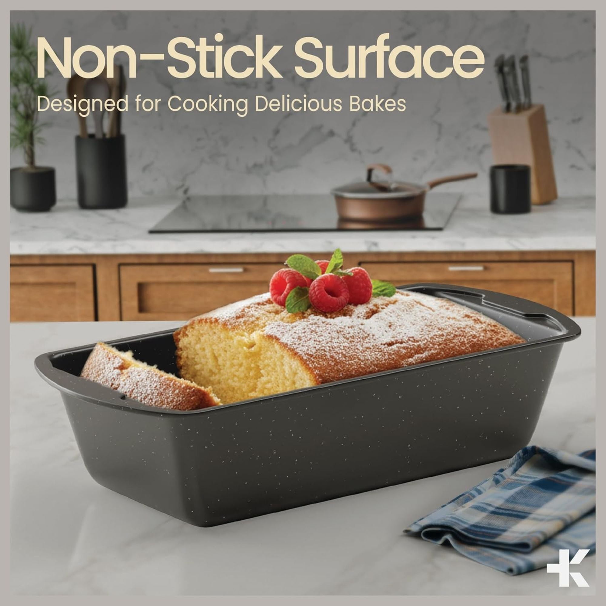 Nonstick Loaf Pan Set pack of 4, 7" to 11" Large Baking Bread Pan, Oven Safe Up to 450°F, Space Saving Stackable Design, Stain Resistant, Gray Marble