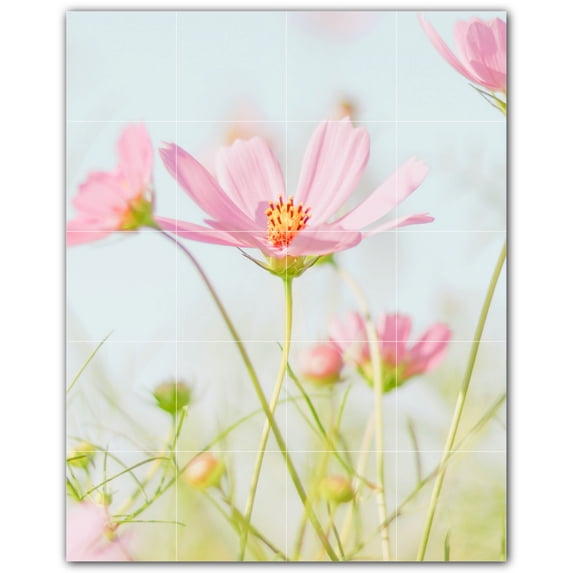 Picture-Tiles.com: Flowers Ceramic Tile Wall Mural WAL500624-45XL. 48"W x 60"H using (20) 12" x 12" Ceramic Tiles-Satin Finish