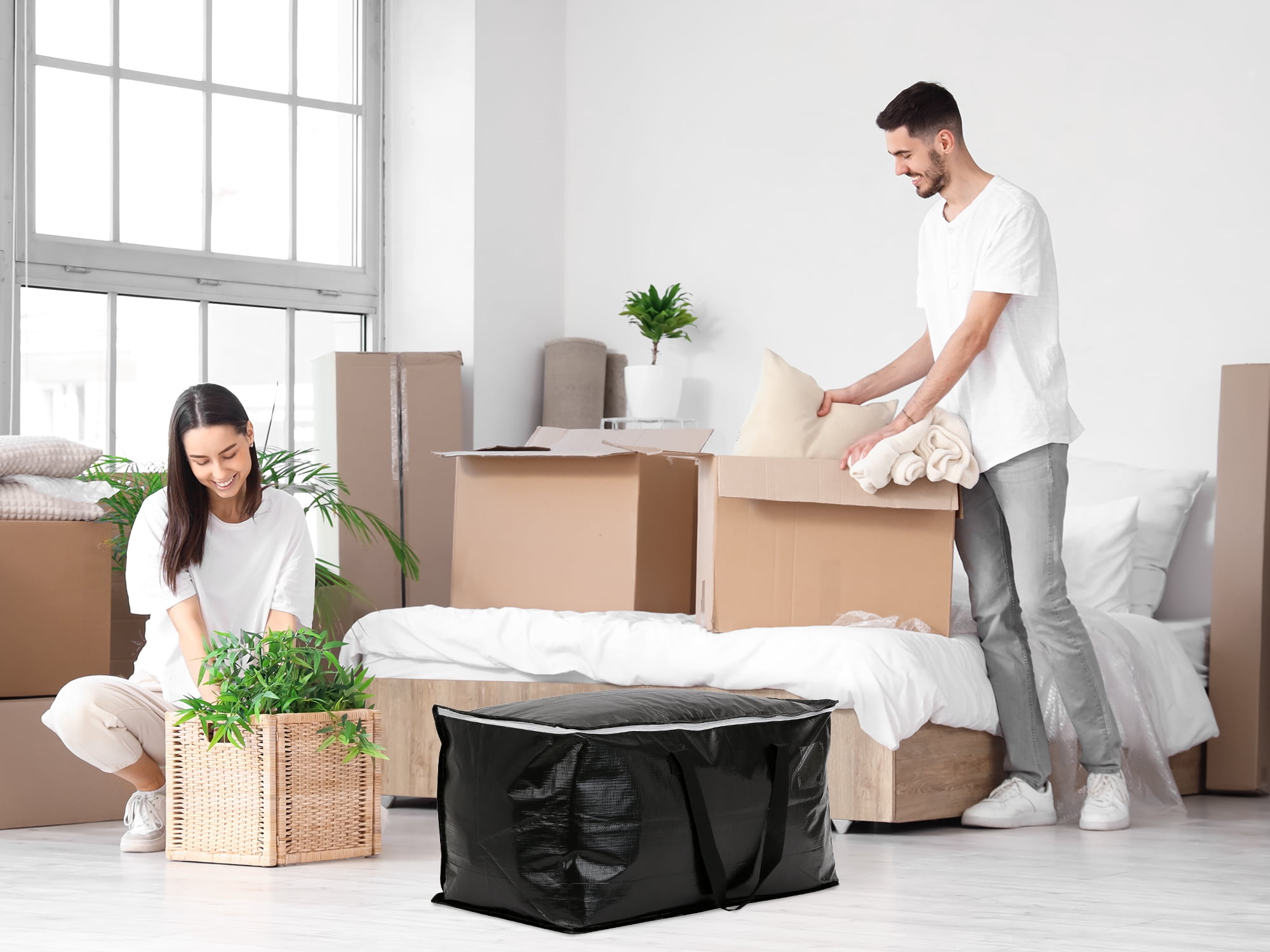 Unique Bargains 1 Pack Clothes Storage Bags Moving Bags Black 27*14*14in