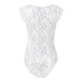 thumbnail image 3 of Pntutb Womens Clearance Solid V-Neck Sheer Mesh Lace Sleeveless Slim Bodysuit, 3 of 5