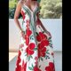 thumbnail image 2 of Vestido de Vacaciones Bohemio con Cuello en V, Floral, Sin Mangas, Holgado, con Espalda Descubierta y Dobladillo Irregular para Mujer. Flores Blancas y Rojas L, 2 of 3