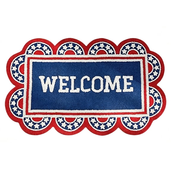 Patriotic Door Mat,Entryway Mat,2.3*1.3FT Welcome Coir Doormat Non Slip Entrance Welcome Door Mats,4th of July Patriotic Independence Day(H)