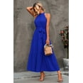 thumbnail image 5 of Women's Summer Floral Maxi Sun Dress Sleeveless Halter Neck Flowy Ruffle Hem Long Boho Dresses with Belt, 5 of 9