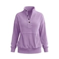 thumbnail image 6 of Ohufall Warm Winter Casual Wear Women's Corduroy Sweatshirt, 1/4 Snap Mock Neck Long Sleeve Oversized Pullover Top With Pockets, 6 of 6