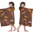 thumbnail image 4 of Brown Cartoon Dinosaurs Fossils Pattern Hooded Bath Towel，50"x30" for Ages 3 To 12 Kids, Quick Dry Lightweight Soft Microfiber Hood Beach Towel Cover Up for Kids, 4 of 7