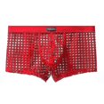 thumbnail image 1 of Mens Fishnet Underwear See Through Boxer Briefs Mesh Hollow Lingerie Lounge Trunks Shorts, 1 of 2