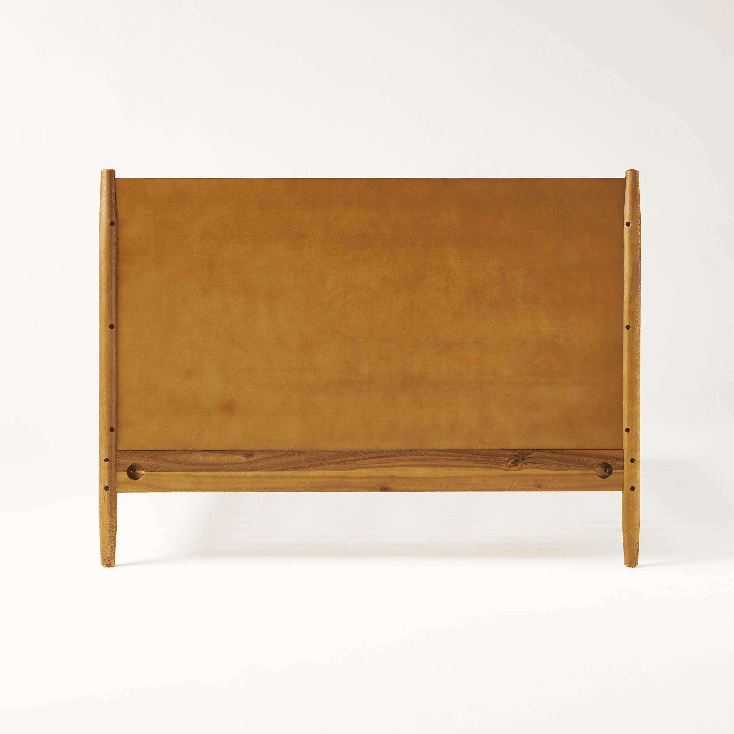 Mintazer Twin Platform Bed Frame, Mid-Century Bed with Panel Headboard & Splayed Legs, No Box Spring Required, Natural