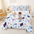 thumbnail image 3 of Feelyou Ocean Fish Animal Queen Comforter Set for Kids Boys Girls, Watercolor Seashell Stars Bedding Comforter Set, White Blue, Colorful Star Reversible, 3-Piece, 3 of 6