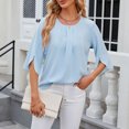 thumbnail image 6 of Tittly T Shirts for Women Basic Tees Women Casual Printing Short Sleeves V Neck Loose T Shirt Blouse Tops Tshirts Shirts Womens Tops Blue XL, 6 of 9