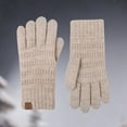 thumbnail image 3 of Fgnfyis Winter Gloves for Women Winter Thermal Knitted Touchscreen Lined Cold Weather Hand Warmers Windproof Outdoor Cycling Driving Comfort Stretch Mittens Khaki, 3 of 3