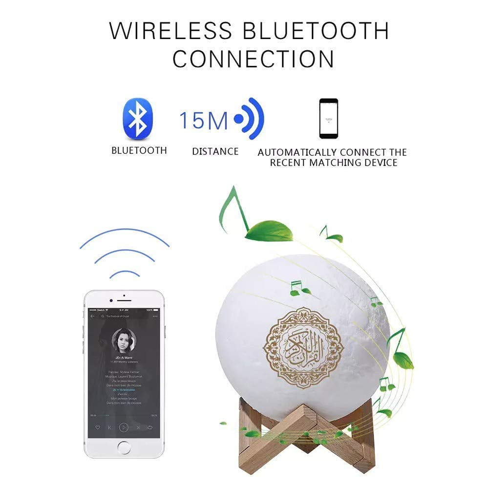 Quran Speaker,Starry Moon Lamp Bluetooth Speaker Quran Cuba with APP Control，Quran Recitation, Eid Mubarak hajj Gifts (Moon) Brand: Generic