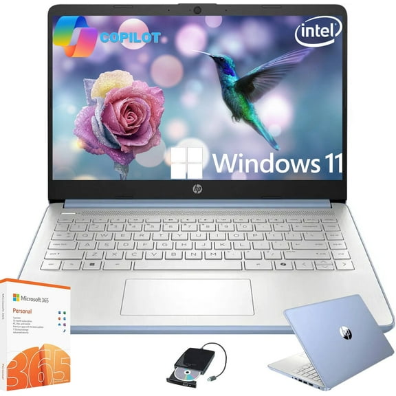 HP Student Business Laptop, Intel Processor N150 CPU, 14 Inch LED Portable Laptop, 8GB RAM, 128GB UFS   256GB Extend Micro SD, Wi-Fi 6, Copilot AI, Windows 11 Pro, Sky Blue