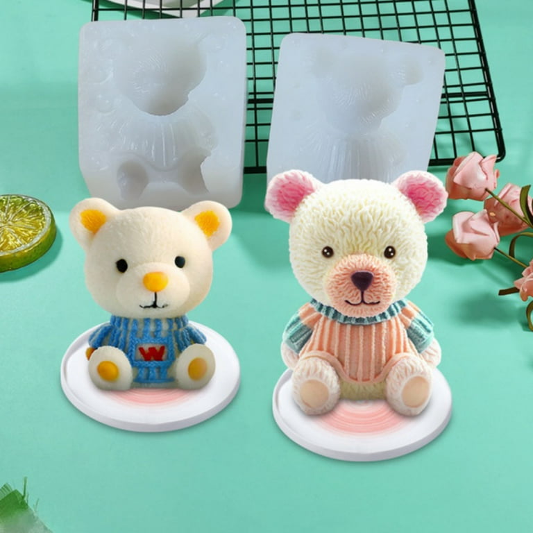 3D Teddy Bear Ice Cube Mold, Silicone Animal Mold, Soap Candle