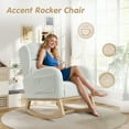 thumbnail image 6 of Lunale Indoor Rocking Chair, Upholstered Accent Rocker Chair with Wood Legs, Ivory Teddy, 6 of 8