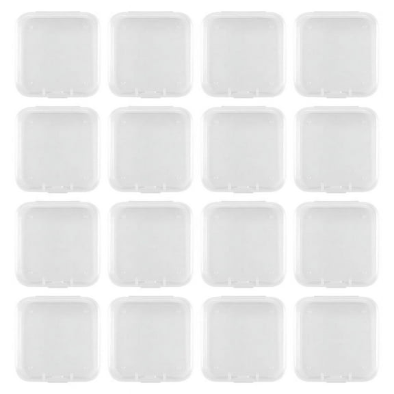 16 Pack Clear Plastic Beads Storage Containers Box with Hinged Lid for Small Items, Diamond, (2.2X2.2X0.79In)