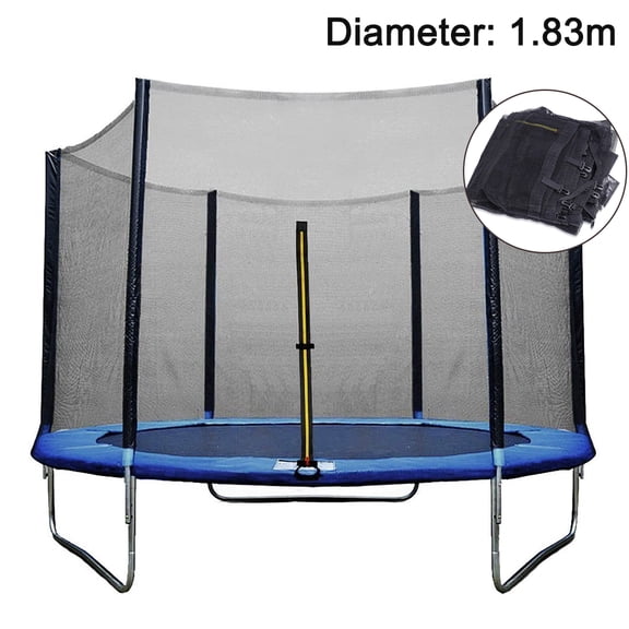 Weatherproof Trampoline Safety Net, 183Cm Diameter, Polyethylene Material Ensures Durability And Uv Resistance, Adjustable Straps For Custom Fit, Zipper & Buckle Closure For