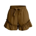 thumbnail image 7 of FRSASU Flowy Shorts for Women Boho Ruffle Skorts Elastic Waist Bow Knot Casual Summer Shorts with Pockets Brown, 7 of 7