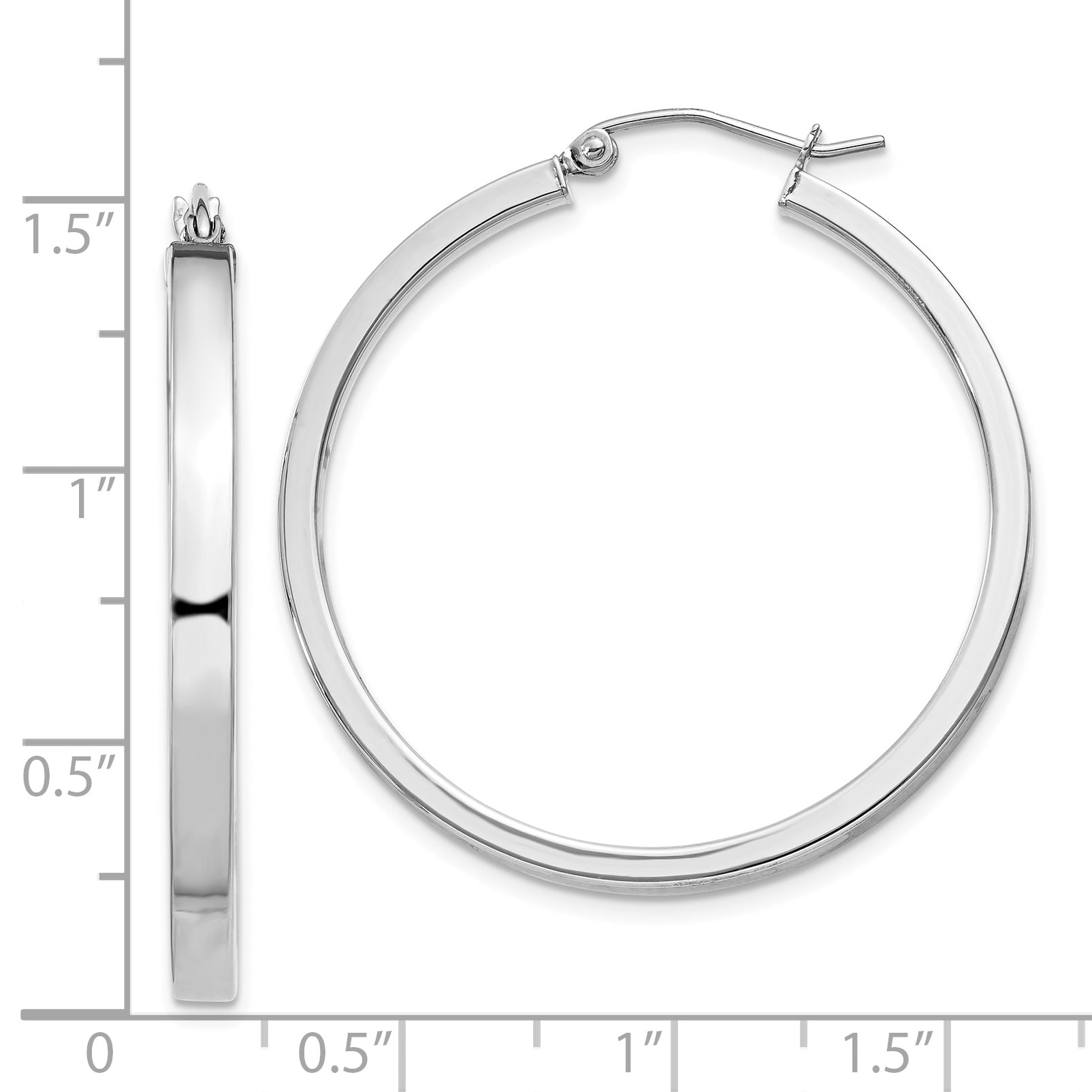 Primal Silver Sterling Silver Rhodium-plated Square Tube Hoop Earrings