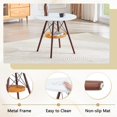 thumbnail image 6 of Round Coffee Table with Storage Basket - Modern White MDF & Walnut Wood Legs, 6 of 10