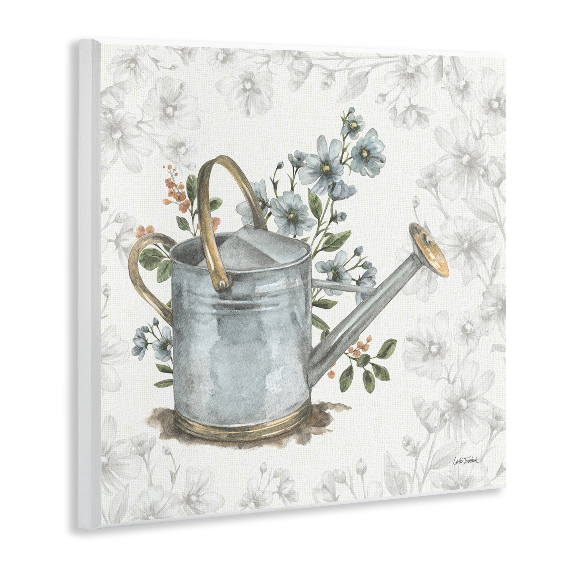 Stupell Industries Floral Watering Can Botanical & Floral Painting Unframed Art Print Wall Art, 12 x 12