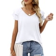 thumbnail image 5 of Summer thread cotton trace female T-shirt V-neck casual cool sense women's short sleeve, 5 of 5