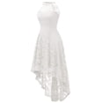 thumbnail image 2 of Vestido de cóctel Dressystar 2028 Halter con encaje floral blanco XXL, 2 of 7
