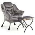 thumbnail image 1 of Sillón Acentuador con Otomano – Terciopelo – Asiento Tapizado – Patas Metálicas – Espacios Pequeños – Entrada, Dormitorio o Pasillo – Moderno, 1 of 8
