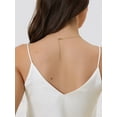 thumbnail image 5 of INSPIRE CHIC Women's Satin Cami Tops V Neck Spaghetti Strap Silk Sleep Lounge Pajamas Blouse XS White, 5 of 6