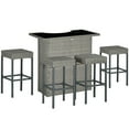 thumbnail image 1 of Outsunny 5 Pieces Patio Bar Set, PE Rattan Wicker Outdoor Bar Set, Grey, 1 of 10