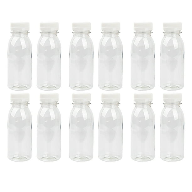 ColoMX 12pcs Boca ancha Transparente PET 200ml Botellas de almacenamiento para jugo Yogurt Leche