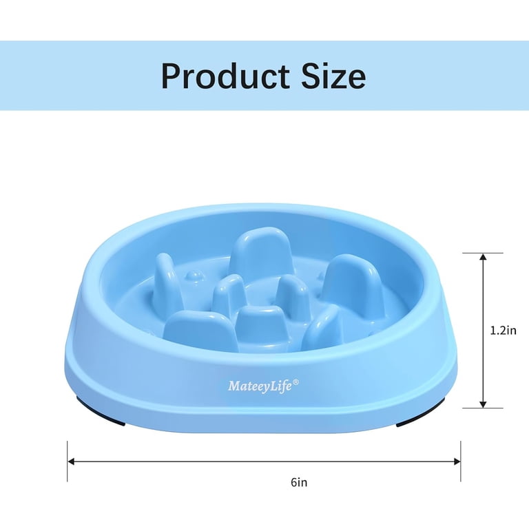 MateeyLife Slow Feeder Dog Bowls, 2-Pack, 1 Cup, Blue photo 3