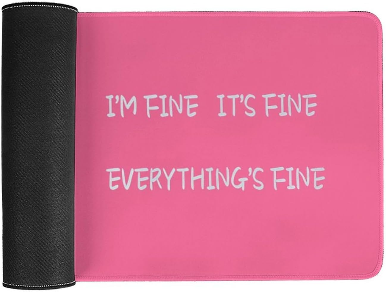 Dumpster on Fire, Pink Funny Desk Pad, Gaming Mouse Pad，23.6x11.8 inch Computer Mouse Mat Keyboard for Home Office，I’m Fine It's Fine Everything’s Fine