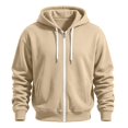 thumbnail image 4 of Men's Zip Up Hoodies Adjustable Drawstring Solid Hooded Jacket Fall Winter Lightweight Causal Athletic Jacket, 2XL, 4 of 4