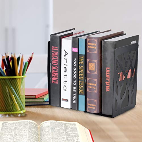 Book Ends Bookends for Shelves Heavy Duty Non-Skid Bookend Metal Book Stopper to Hold Books/Movies/CDs/Video Games Black 4.6 x 5.9 x 5.9 in 1 Pair/ 2 Piece 