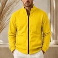 thumbnail image 4 of WIZUTIZ Men's Solid Color Zip Up Hoodless Sweatshirt Jacket Long Sleeve Warm Pocket Outerwear For Winter Daily, 4 of 6